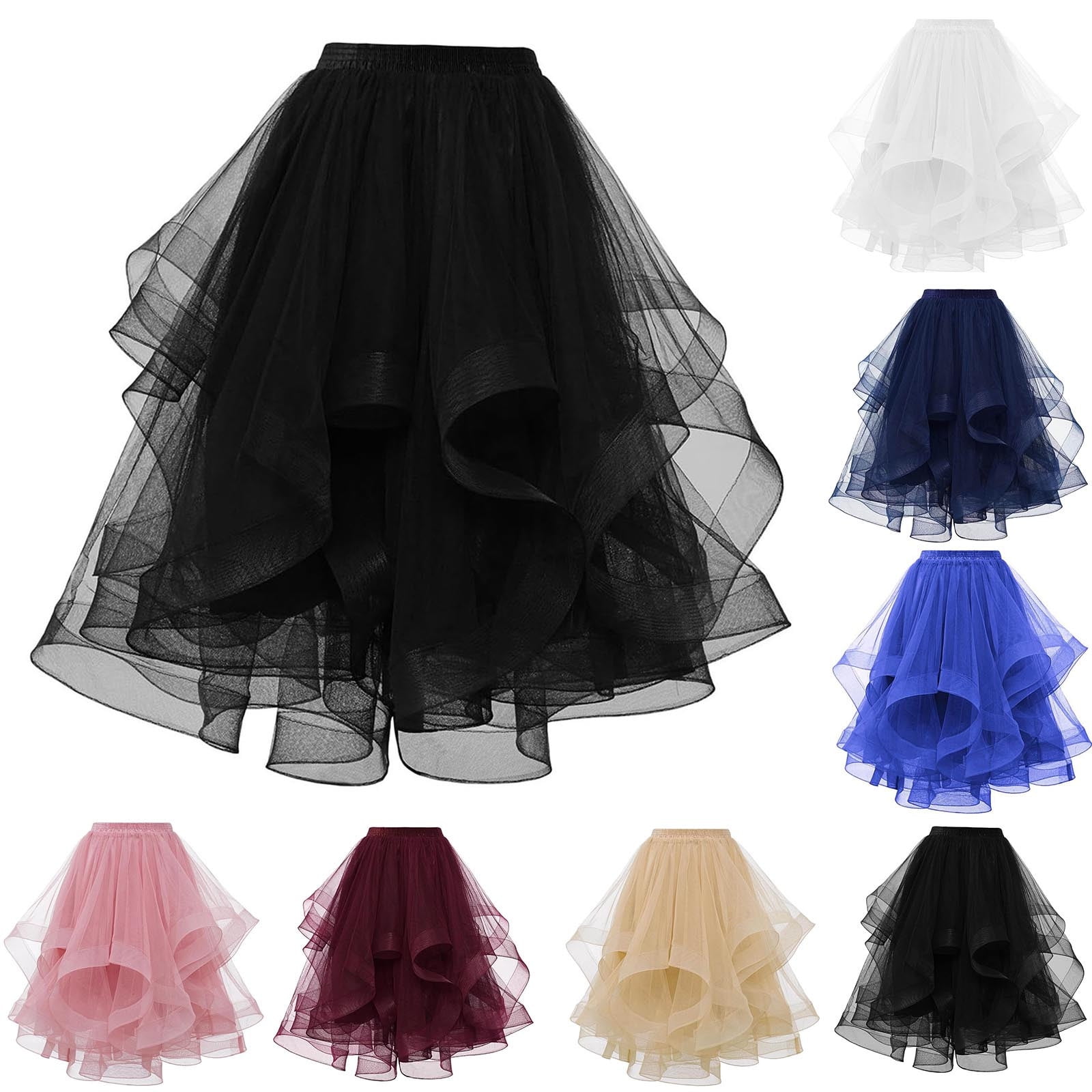 High Waist Slimming Gradient Mesh Long Skirt main image 0