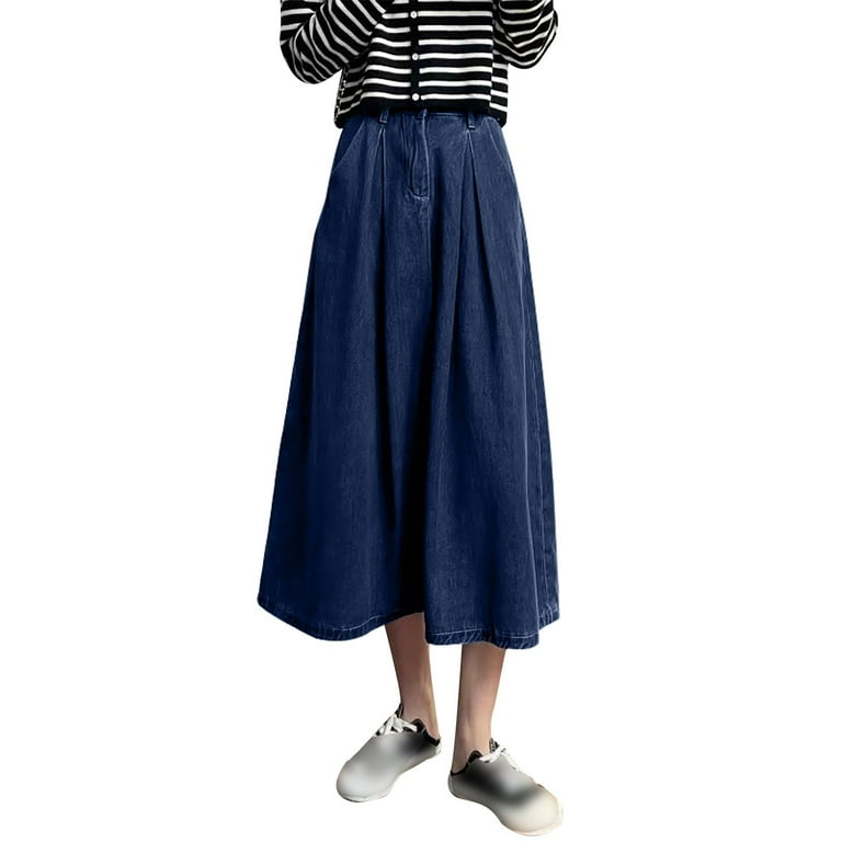 Bovxnpu Plus Size Skirts For Women, Women's A-Line Denim Skirt