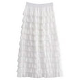 thumbnail image 1 of Bovxnpu Plus Size Skirts For Women, Women's Long Maxi Skirts A Line Ruffle High Waisted Tiered Layered Mesh Skirt Petticoat, Womens Solid Puff Hem Mesh Skirt Free Size, 1 of 5