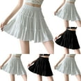 thumbnail image 1 of Bovxnpu Plus Size Skirts For Women, Women's Pleated Skater Skirt Basic Casual High Waisted Ruffles Flared Mini Skirts, Womens Solid Color High Waisted Cake Skirt M, 1 of 5