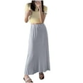 thumbnail image 1 of Bovxnpu Plus Size Skirts For Women, Women's Soft Flowy Maxi High Waisted Long Skirts, Women's Solid Color Casual Elastic Waist Leisure Ankle Skirt Free Size, 1 of 4