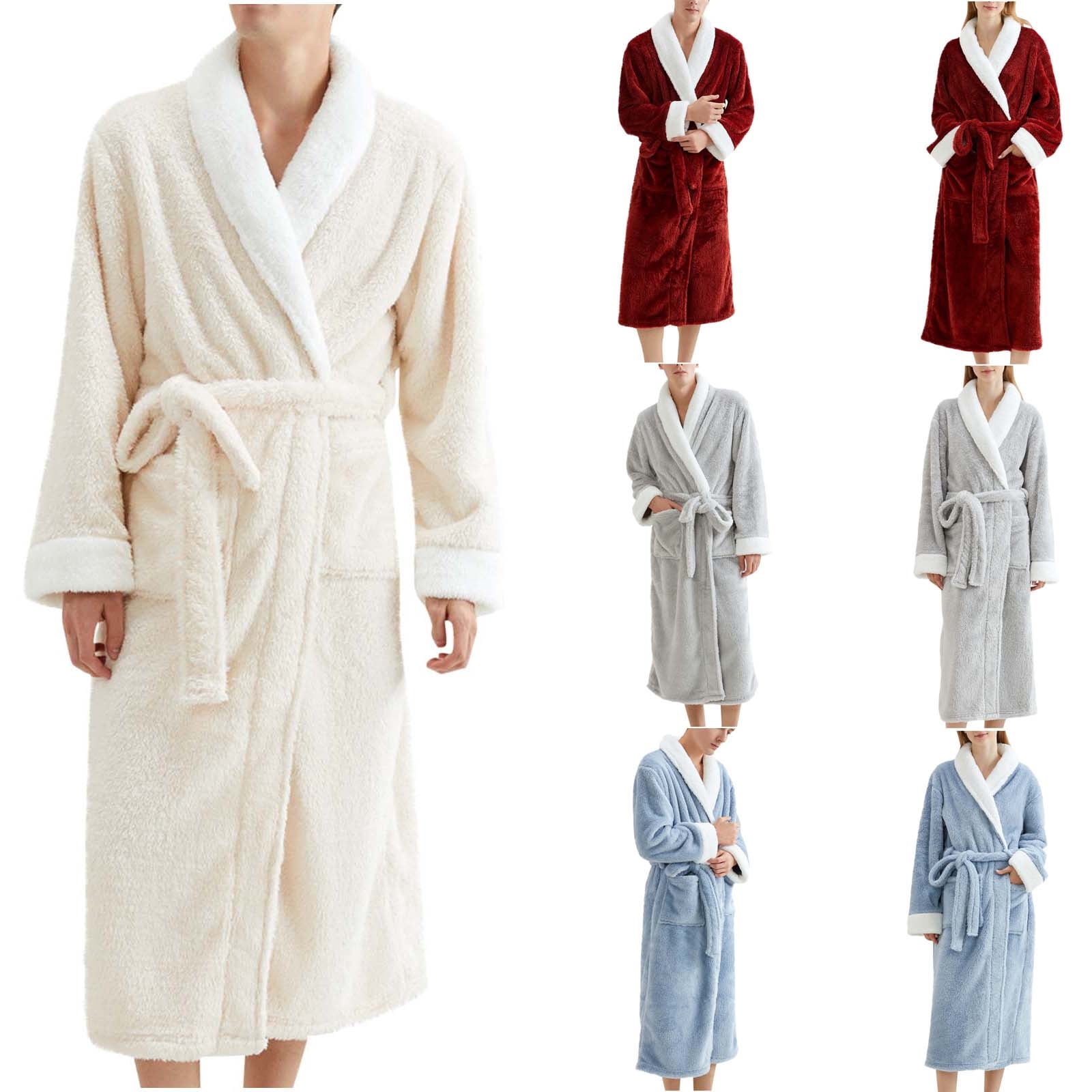 Bovxnpu Robes for Women, Women's Fleece Hooded Bathrobe Long Spa Robe ...