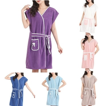 Bovxnpu Robes for Women, Women's Robe Soft Bathrobe Warm Fleece Shawl Collar Spa Robe Women Winter Home Clothes Nightgown