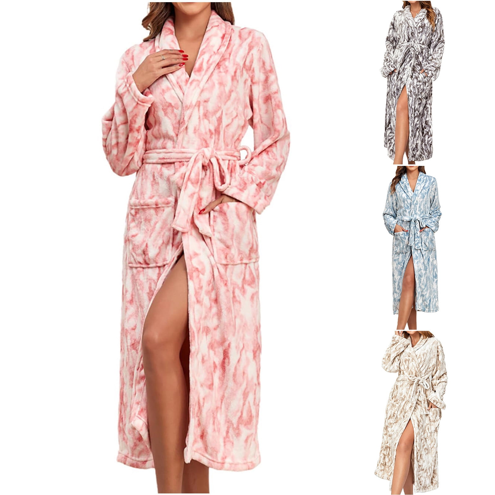 Bovxnpu Robes for Women, Women's Robe Soft Long Bathrobe Warm Fleece ...