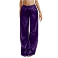 thumbnail image 1 of Bovxnpu Satin Pants Loungewear Pants for Women Pajamas Pants Casual Pants Women Elastic Waist With Pockets Pull On Casual Trousers Soft Comfy, 1 of 8