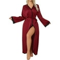 thumbnail image 1 of Bovxnpu Silk Robes for Women Satin Bride Bridesmaid Wedding Party Robes Long Sleeve Casual Robe Loose with Drawstring Sleepwear, 1 of 8