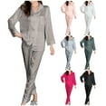 thumbnail image 1 of Bovxnpu Silk Satin Pajamas Set Women Two Piece Nightwear,Womens Fashion Home Wear Pajamas Women Two-Piece Suit Long Sleeve Pants Pajama Set Homewear, 1 of 5