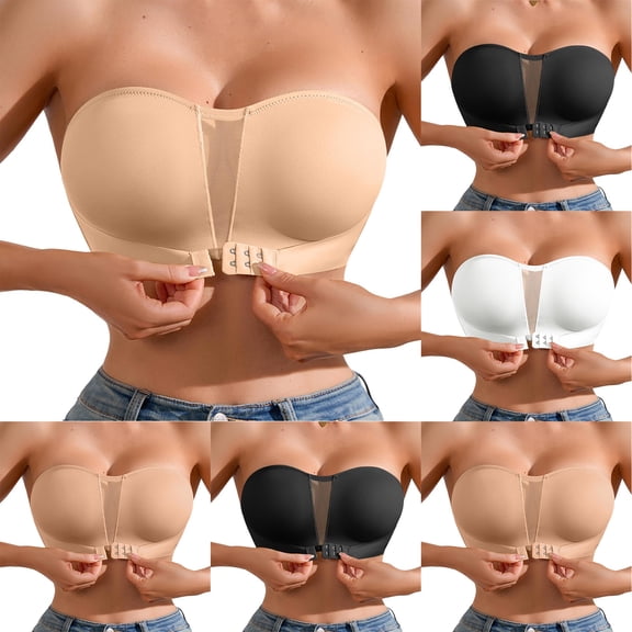 Bovxnpu Strapless Bras for Women, Wirefree Tube Top Invisible Bralette Seamless Padded Bandeau Bra Workout Yoga Bra, Women's Lace Underwear With Thin Side Collection And Daily Bra