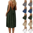thumbnail image 1 of Bovxnpu Summer Dresses for Women Solid Dress Backless Loose Loungewear Mid Length Summer Outfits, 1 of 7