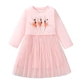 thumbnail image 1 of Bovxnpu Summer Girls Dresses, Girls Long Sleeve Round Neck Cotton Graphic Tulle Princess Casual Kids Dress Fall Winter Girls A-Line Sundress, 1 of 8