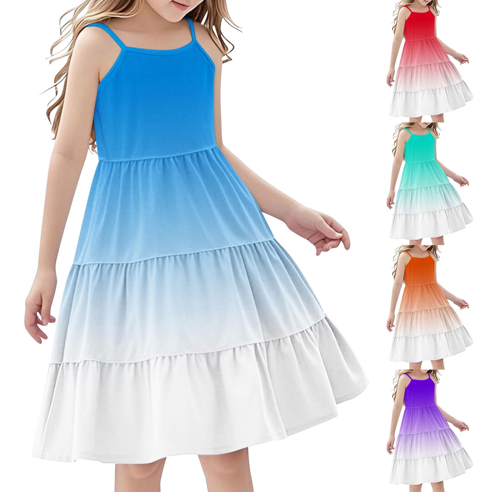 Bovxnpu Summer Girls Dresses, Girls Sleeveless Gradient Boho Dress — free download