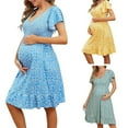 thumbnail image 1 of Bovxnpu Maternity Summer Clothes,Maternity Dress for Baby Shower,Women's Summer Maternities V-Neck Dress Loose Comfortable And Casual, 1 of 4