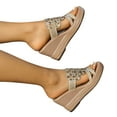 thumbnail image 1 of Bovxnpu Summer Sandals for Women 2024,Women's Open Toe Wedge Sandals,Summer New Retro Casual Knit Water Diamond High Heel Straight Women's Slope Heel Slippers, 1 of 5