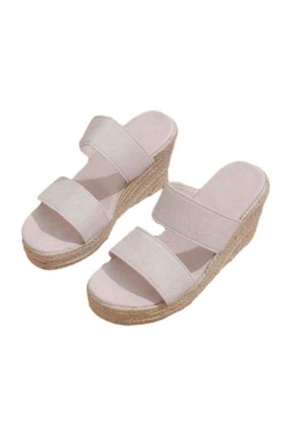 Summer Sandals for Women 2024,Women's Open Toe Wedge Sandals,Summer New Large Size Rope Bottom Wedge Heel Thick Sole Casual Beach Sandals