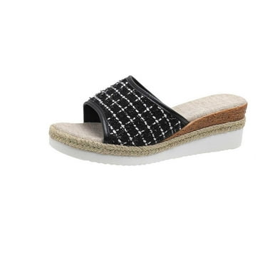 Bovxnpu Summer Sandals for Women 2024,Women's Open Toe Wedge Sandals,Women's New Summer Plus-size Mesh Fabric Wedge Sandals Comfortable Sandals