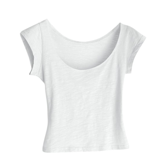 Bovxnpu Summer Short Sleeve T Shirts Pullover Top Undershirt Crew Neck Trendy Fashionable Soft Lightweight Summer Tops (Women's or Women's Plus)