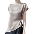 thumbnail image 1 of Bovxnpu Summer Short Sleeve T Shirts Pullover Top V Neck Satin Lace Elegant Spring Summer Tops (Women's or Women's Plus), 1 of 4