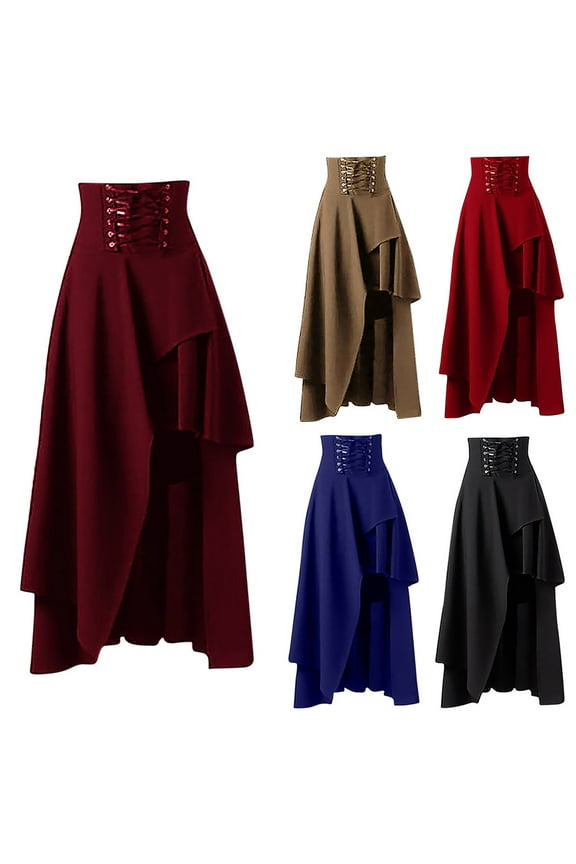 Summer Skirts for Women,Maxi Skirt for Women,Women Fashion Gothic Layered Punk Lace Irregular Party Long Skirt