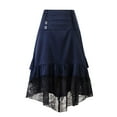 thumbnail image 1 of Bovxnpu Summer Skirts for Women,Maxi Skirt for Women,Women's Vintage Retro Skirt Gothic Style Lace Drawstring Stitching Middle Skirt, 1 of 5