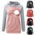 thumbnail image 1 of Bovxnpu Summer Women's Long Sleeve Maternity Shirt,Nursing Tops for Breastfeeding Womens,Splicing Long Sleeve Breast-Feeding Pregnant Woman Nursing Hooded Blouse Tops, 1 of 5