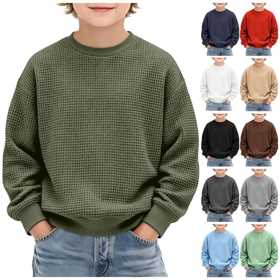 Bovxnpu Sweatshirts Kids Long Sleeve Crew Neck Pullover Outfits