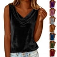 thumbnail image 1 of Bovxnpu Tank Tops Summer Sleeveless T Shirts Dressy Casual Blouses Velvet Draped Collar Tank Top Lightweight Summer Tops (Women's or Women's Plus), 1 of 9
