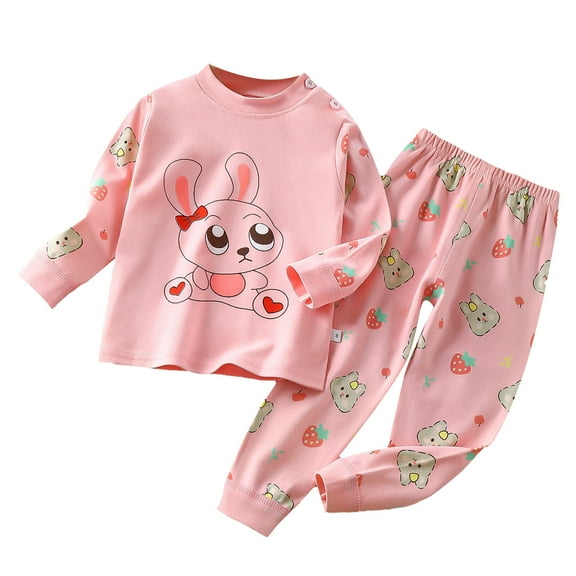 Bovxnpu Toddler Baby Girl Boy Summer Clothes Casual Sets,Toddler Baby Kids Boys Girls Solid Color Rabbit Print Long Sleeved Home Wear Clothes Suit