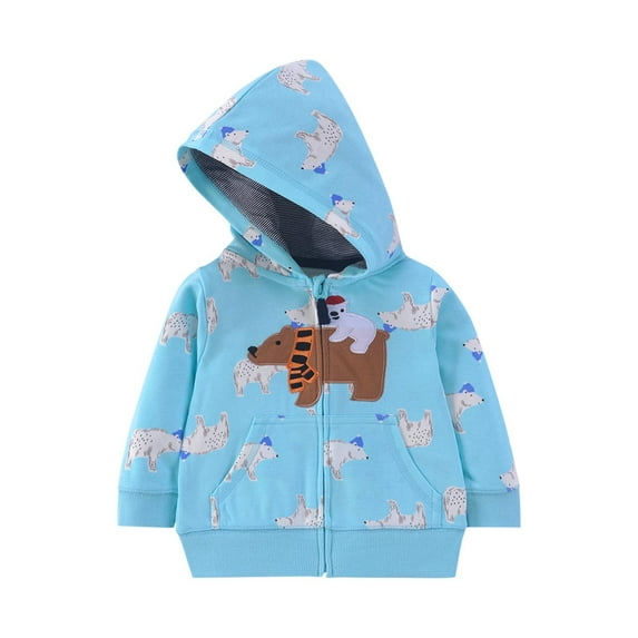Bovxnpu Toddler Boys Girls Fall Winter Jacket, Boys' Fleece Full-Zip Hoodie Sweatshirt Spring Printed Hooded Casual Hoodie For Boys And Girls Zipper Jacket