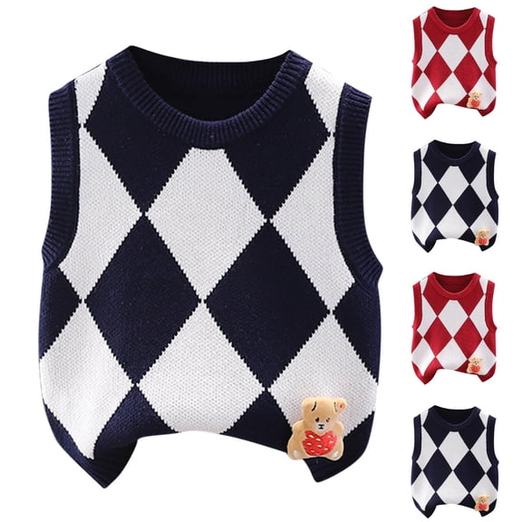 Bovxnpu Toddler Boys Girls Fall Winter Jacket, Boys Knitted Vest Sweaters, Fashionable Boy Casual Knitted Waistcoat Warm Knitted Sweater V-neck Sweater