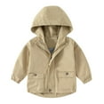 thumbnail image 1 of Bovxnpu Toddler Boys Girls Fall Winter Jacket, Boys Rain Jacket Hooded Raincoat Windbreaker Children's Solid Color Long Sleeved Hooded Zipper Jacket With Pockets, 1 of 3