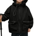 thumbnail image 1 of Bovxnpu Toddler Boys Girls Fall Winter Jacket, Boys Rain Jacket Lightweight Waterproof Hooded Raincoat Windbreaker, Boys' Spring And Fall Solid Color Pocket Zipper Hooded Coat, 1 of 5