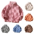 thumbnail image 1 of Bovxnpu Toddler Boys Girls Fall Winter Jacket, Girls Fleece Jacket Zipper Coat, Children's Cute Fleece Plaid Stand Up Collar Warm Zipper Long Sleeved Hooded Casual Jacket, 1 of 5
