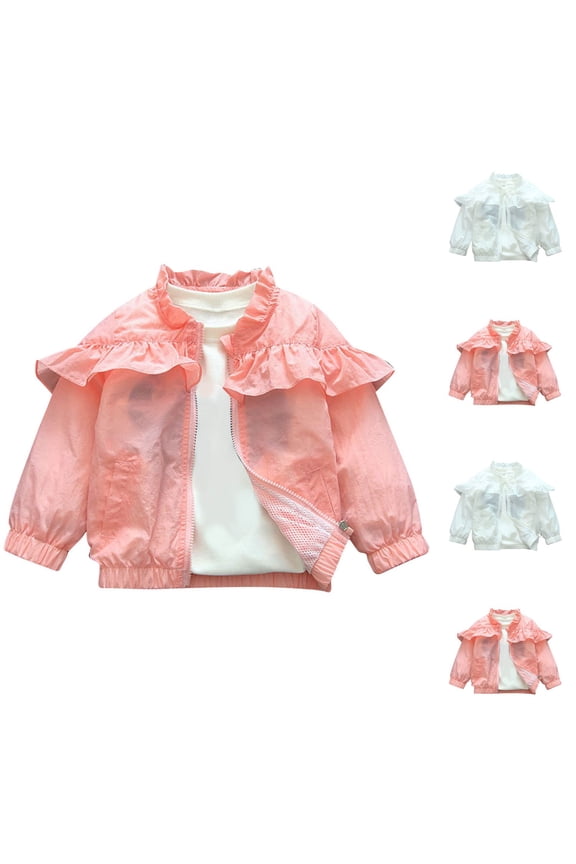 Toddler Boys Girls Fall Winter Jacket, Girls Jacket Outwear Coat, Girls Thin Top Girls Spring Jacket Cardigan Ruffled Round Neck Jacket Outerwear