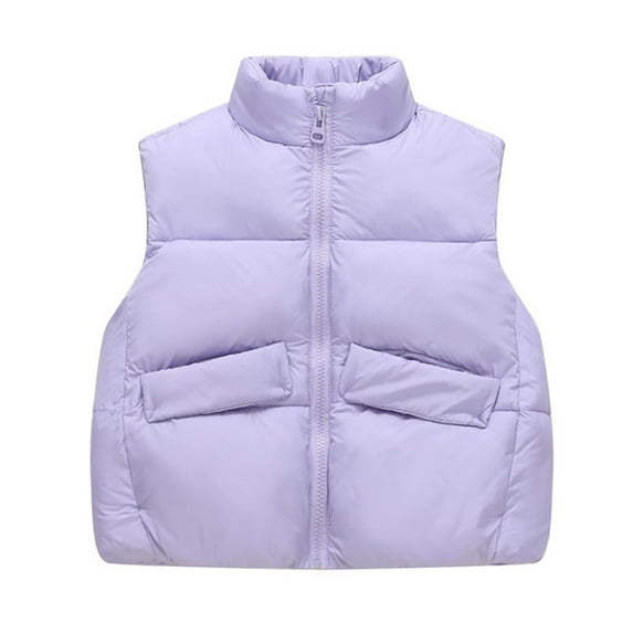 Bovxnpu Toddler Boys Girls Fall Winter Jacket, Girls Puffer Vest Zipper Waistcoat, Children's Solid Color Hooded Zipper Warm Sleeveless Mid Size Children's Casual Comfortable Jacket