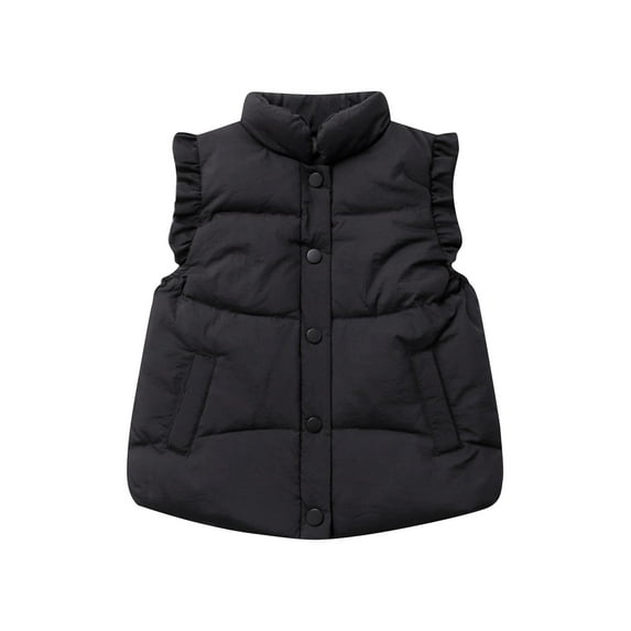 Bovxnpu Toddler Boys Girls Fall Winter Jacket, Girls Puffer Vest Zipper Waistcoat, Fashionable Children's Solid Color Sleeveless Button Lace Warm Hooded Casual Jacket