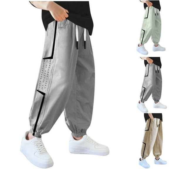 Bovxnpu Toddler Boys Girls Pants, Boys' Cargo Jogger Pants Sports Pants, Boys' Summer Thin Sports Pants Mosquito Proof Cropped Pants
