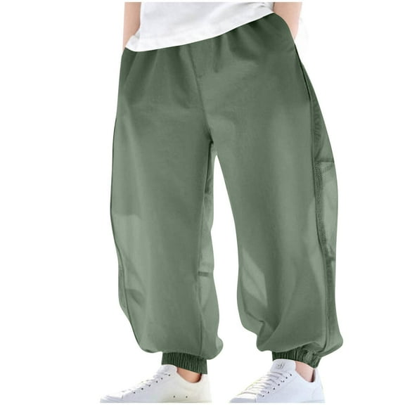 Bovxnpu Toddler Boys Girls Pants, Boys' Cargo Jogger Pants Wide Leg Pants With Pocket, Children's Solid Color Breathable Thin Mosquito Proof Pants