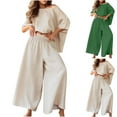 thumbnail image 1 of Bovxnpu Two Piece Sets for Women Fall Outfits, Women's Oversized Lounge Set Batwing Sleeve Crew Neck Pullover Top Baggy Wide Leg Pants Two Piece Outfits, 1 of 7
