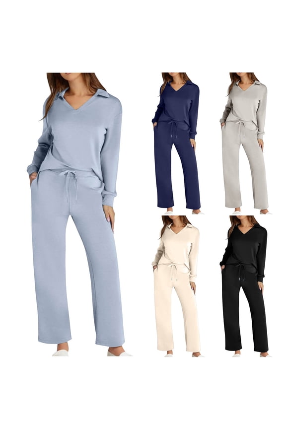 Two Piece Sets for Women Fall Outfits, Women's Oversized Outfits 2 Piece Lounge Set Pullover Top Long Pants Lounge Matching Sets Sweatsuit Fall Clothes
