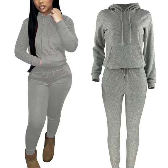 Bovxnpu Two Piece Sets for Women Fall Outfits, Womens 2 Piece Outfits Lounge Hoodie Sweatsuit Sets Oversized Sweatshirt Baggy Fall Sweatpants with Pockets Winter Warm Clothes