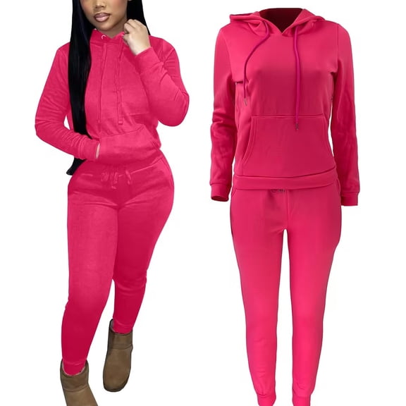 Bovxnpu Two Piece Sets for Women Fall Outfits, Womens 2 Piece Outfits Lounge Hoodie Sweatsuit Sets Oversized Sweatshirt Baggy Fall Sweatpants with Pockets Winter Warm Clothes