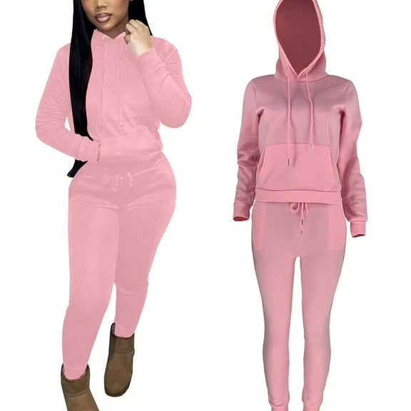 Bovxnpu Two Piece Sets for Women Fall Outfits, Womens 2 Piece Outfits Lounge Hoodie Sweatsuit Sets Oversized Sweatshirt Baggy Fall Sweatpants with Pockets Winter Warm Clothes