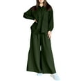 thumbnail image 1 of Bovxnpu Two Piece Sets for Women Fall Outfits, Women's Two Piece Set Long Sleeve Button Down Shirt and Baggy Wide Leg Pants Set Dressy Casual, 1 of 6