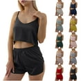 thumbnail image 1 of Bovxnpu Two Piece Sets for Women Summer,Lougewear Sets for Women,Women 2 Piece Outfit Set Sleeveless Top Short Pants Nightshirt Homewear Pajamas, 1 of 4