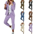 thumbnail image 1 of Bovxnpu Two Piece Sets for Women Summer,Lougewear Sets for Women,Women's Long Sleeve Solid Suit Pants Casual Elegant Business Suit Sets, 1 of 5