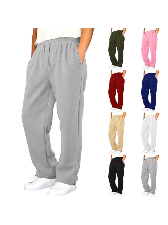 Unisex Boys Sweatpants Kids Winter Elastic Waist Side Pleated Sweatpants Bottoms