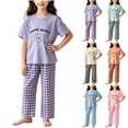 thumbnail image 1 of Bovxnpu Unisex Girls Summer Outfits Casual Loungewear Set Graphic Short Sleeve Crewneck Kids Soft Loungewear Pants Set, 1 of 6