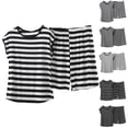 thumbnail image 1 of Bovxnpu Women 2 Piece Loungewear Set Beach Vacation Sweatsuit Tracksuit Set Fashion Sleeveless Crew Neck Tank Top Striped Shorts Elastic Cotton Set Summer Outfits, 1 of 6