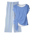 thumbnail image 1 of Bovxnpu Women 2 Piece Loungewear Set Beach Vacation Sweatsuit Tracksuit Set Women's 2Pcs OutPrint Pants & Short Sleeve Top Round Neck Tied Waist Loose Casual Summer Outfits, 1 of 5