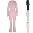 thumbnail image 1 of Bovxnpu Women 2 Piece Tracksuit Set Fall Winter Matching Outfits Set Loungewear Long Sleeve Hooded Set Drawstring Waist Pocket For Win Set, 1 of 5